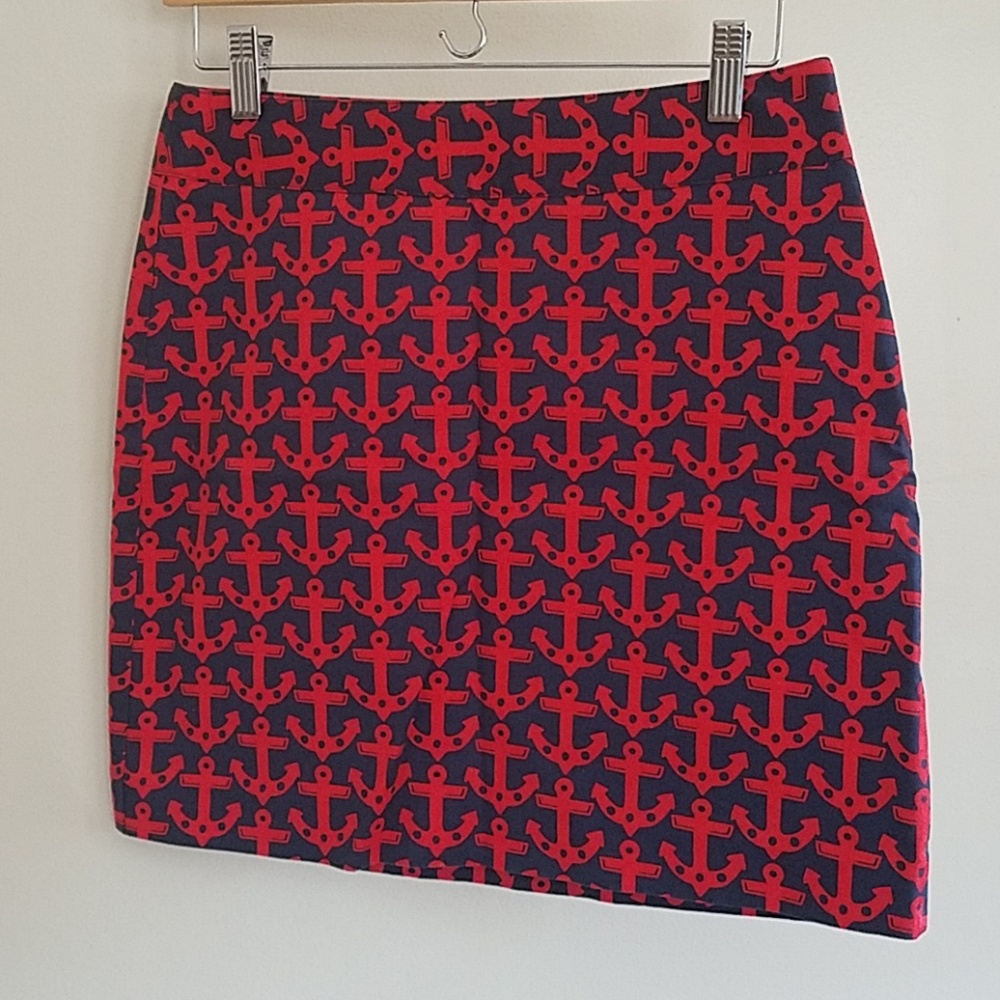 NWT Vineyard Vines navy and red anchor print skirt